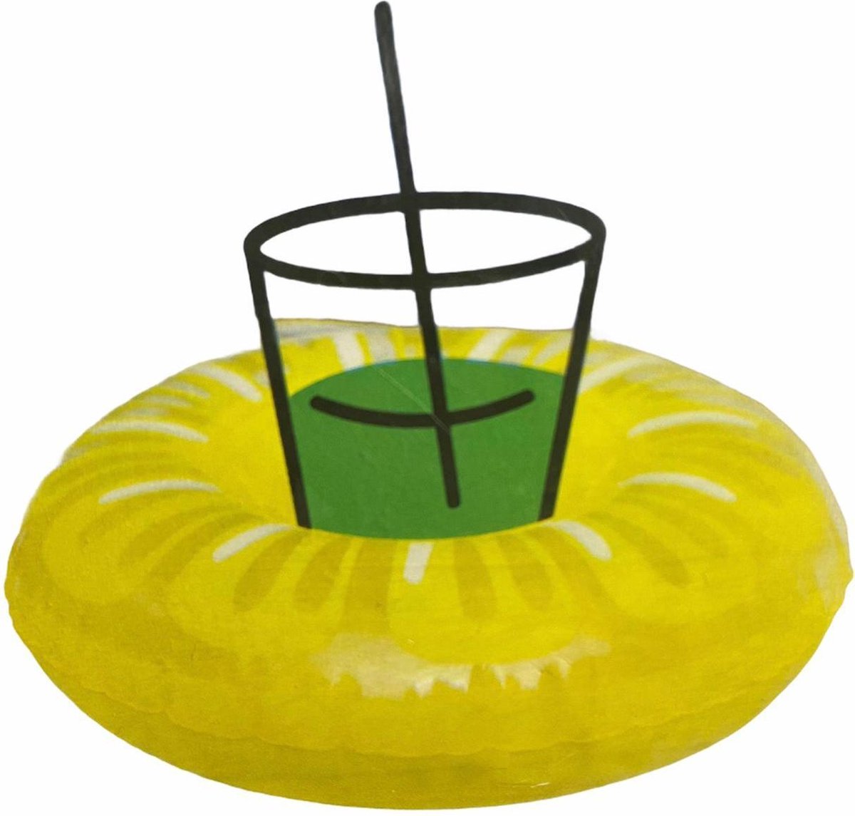 20cm Opblaasbare Bekerhouder Citroen voor je glas of blikje voor in het zwembad 