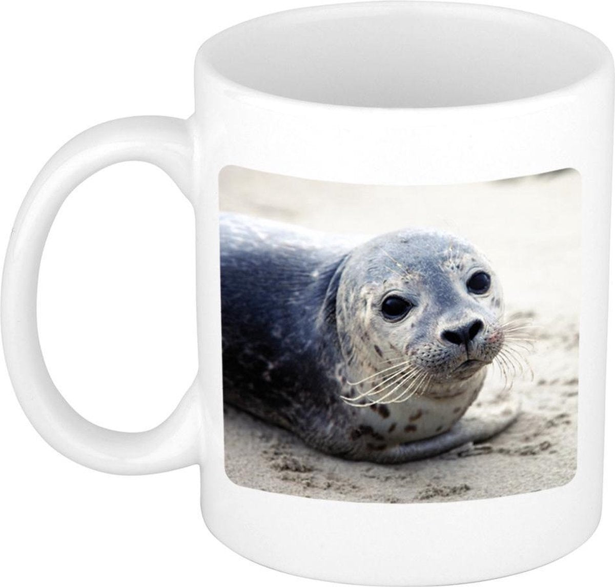 Dieren foto mok zeehond - zeehonden beker wit 300 ml