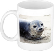 Dieren foto mok zeehond - zeehonden beker wit 300 ml