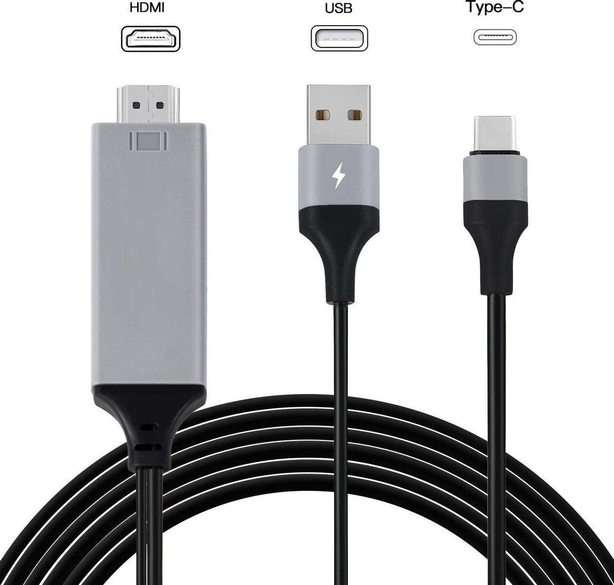 Type c naar HDMI + USB charger cable + 1.8m+ABS Cable+4K@60HZ