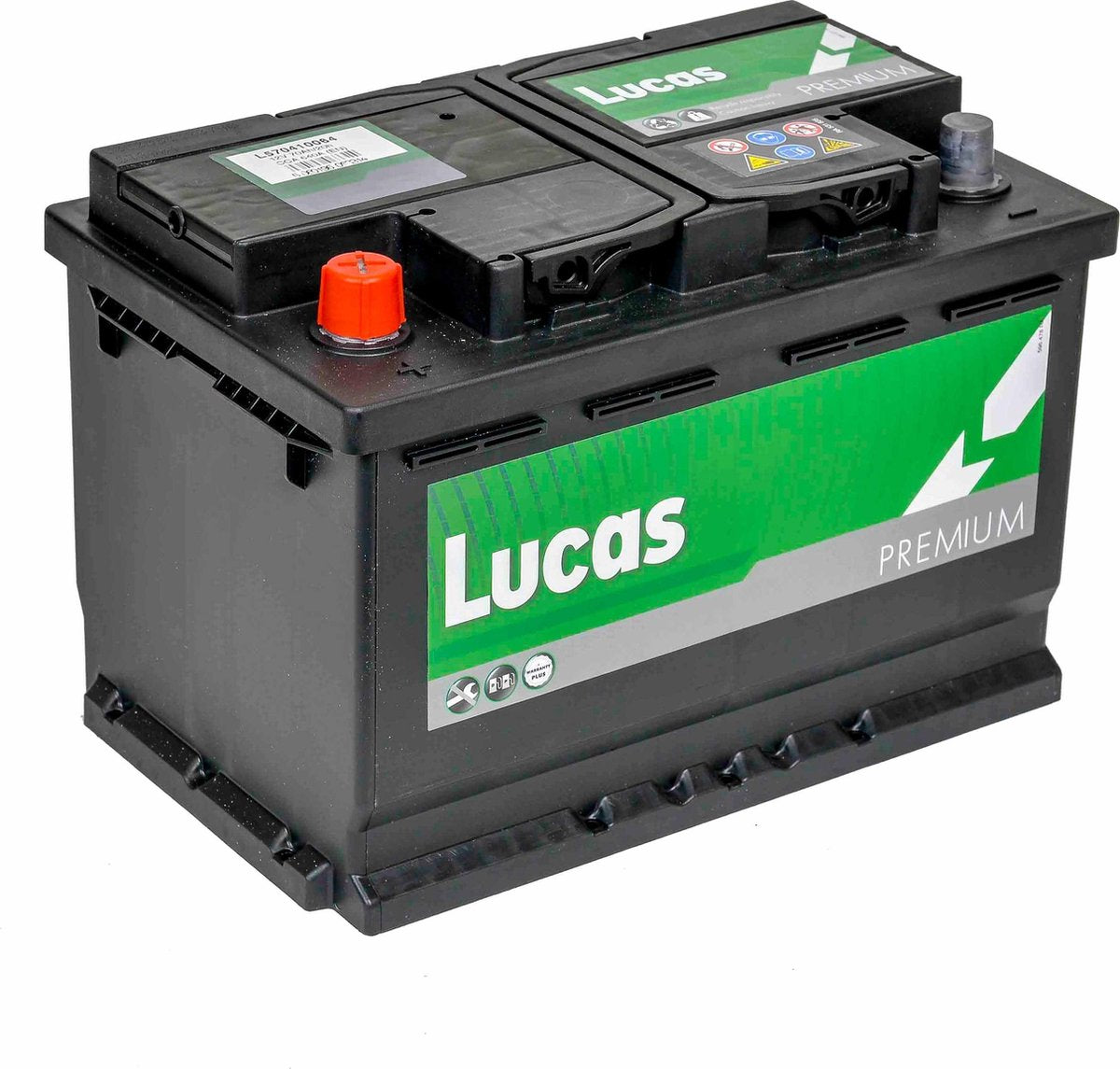 Lucas Premium Auto Accu | 12V 70AH 640 CCA | + Pool Links / - Pool Rechts | Voetbevestiging