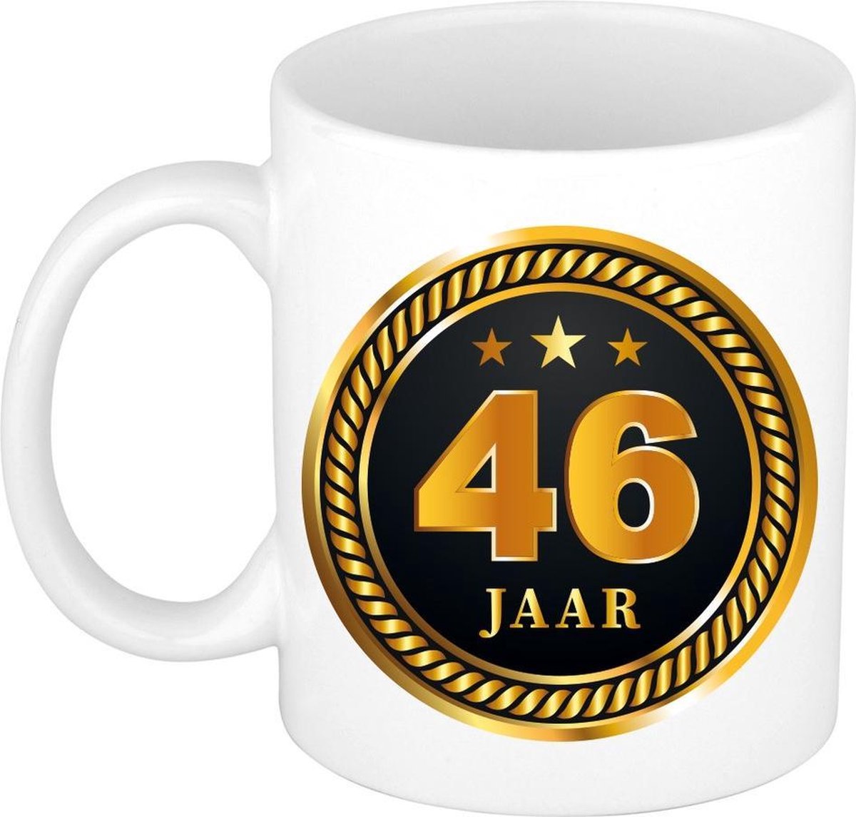 46 jaar cadeau mok / beker medaille goud zwart voor verjaardag/ jubileum