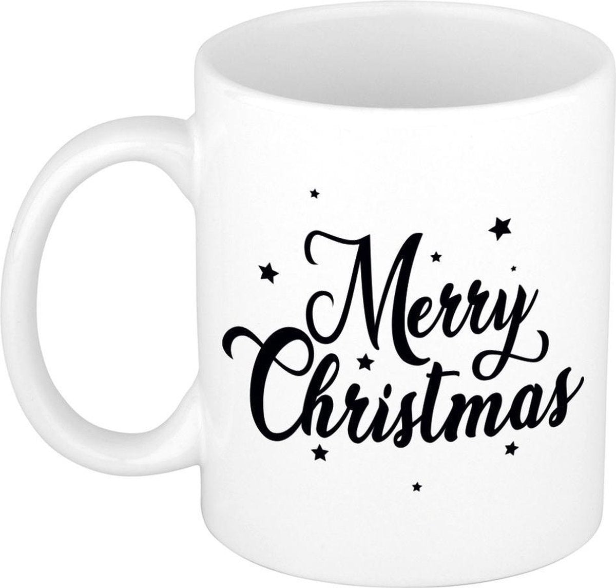 Set van 4x stuks merry Christmas met sterren cadeau kerstmokken 300 ml
