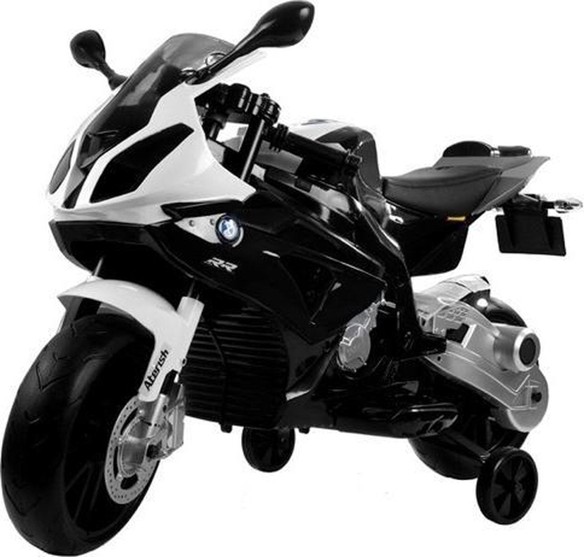 BMW S1000 Kindermotor - Wit/Zwart - Elektrische Kindermotor - 12v - Kunst Leder Zitje - Rubberen EVA Banden