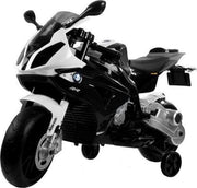 BMW S1000 Kindermotor - Wit/Zwart - Elektrische Kindermotor - 12v - Kunst Leder Zitje - Rubberen EVA Banden