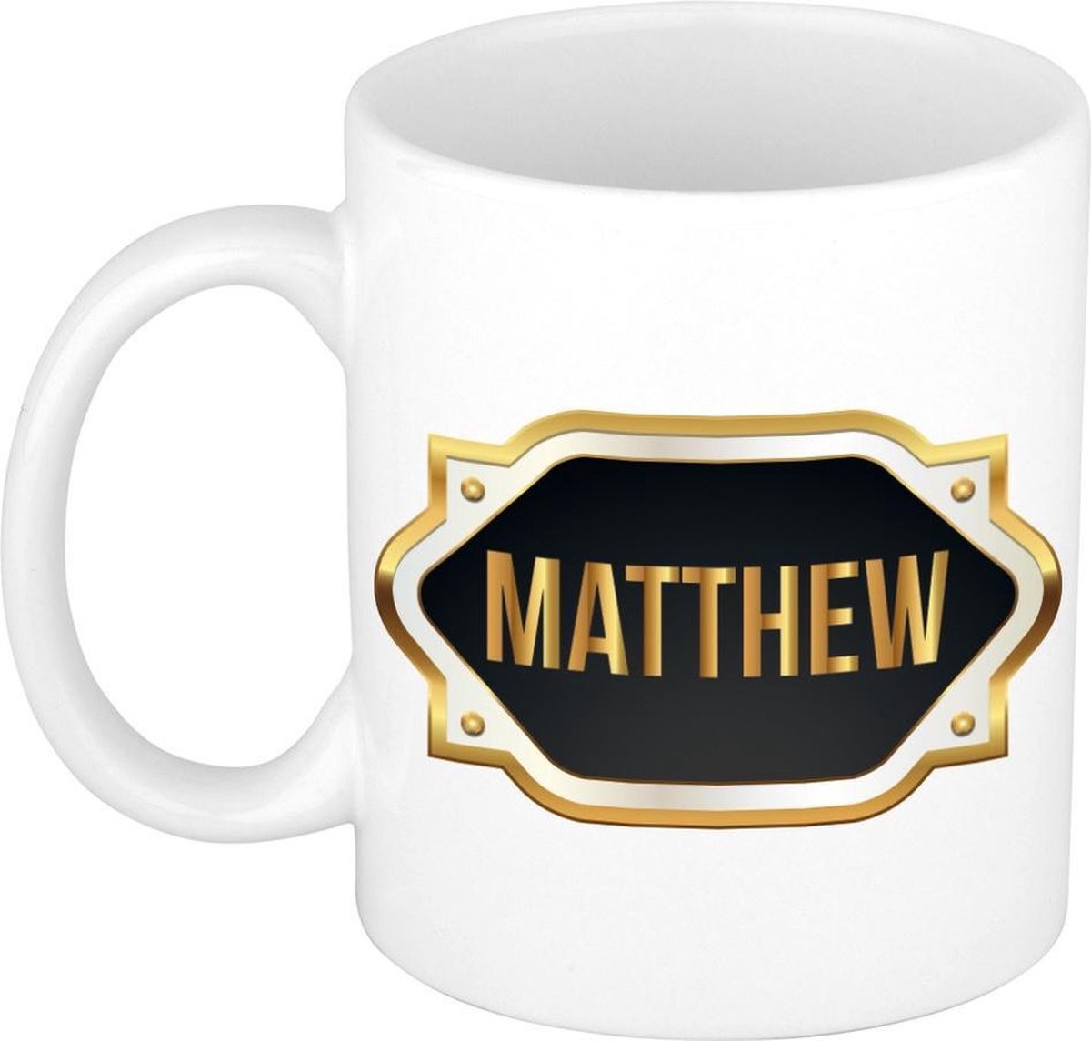 Naam cadeau mok / beker Matthew met gouden embleem 300 ml