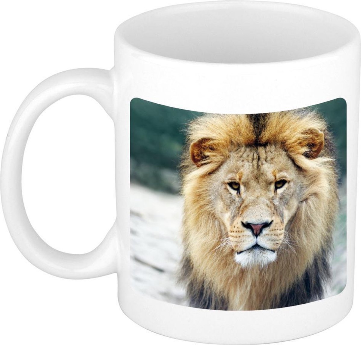 Dieren foto mok leeuw - leeuwen beker wit 300 ml