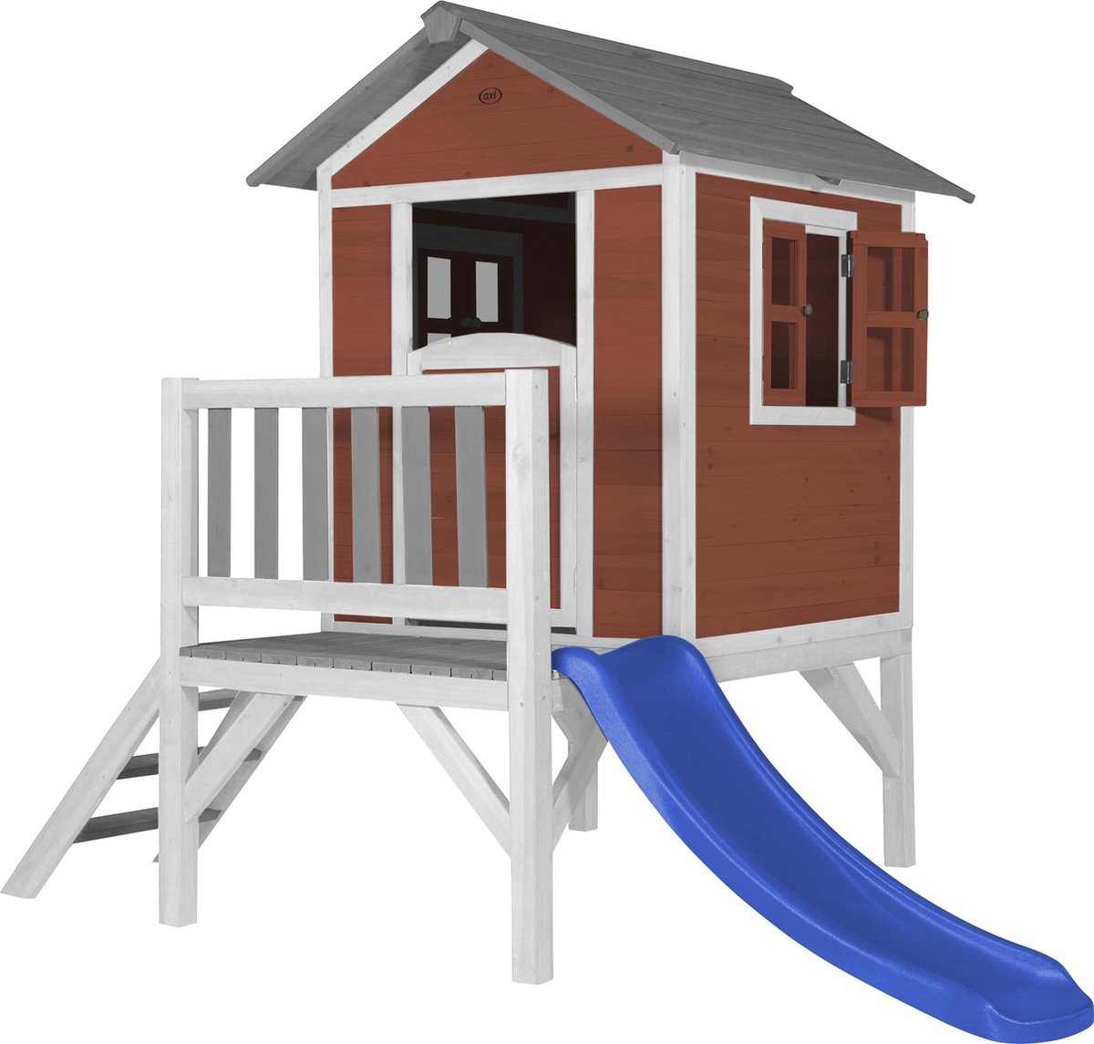 AXI Beach Lodge XL Speelhuis Scandinavisch rood - Blauwe Glijbaan