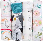 Allerion - Wiegdekens – Set van 4 - 110cm x 120cm - 70% Bamboe en 30% Katoen - Kraamcadeau
