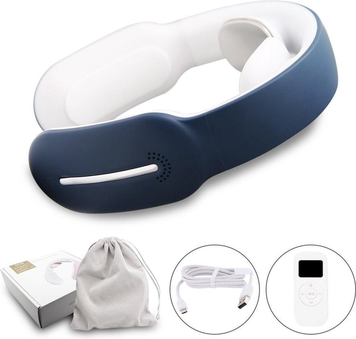 Happy Tears | NIEUWSTE 2021 | EMS Nek Massage | Nekmassage Apparaat | Smart Massageapparaat | Massagekussen | Nek Masseur | Elektrische massage | Elektrische impulsen | Met afstandsbediening | 15 standen | Blauw