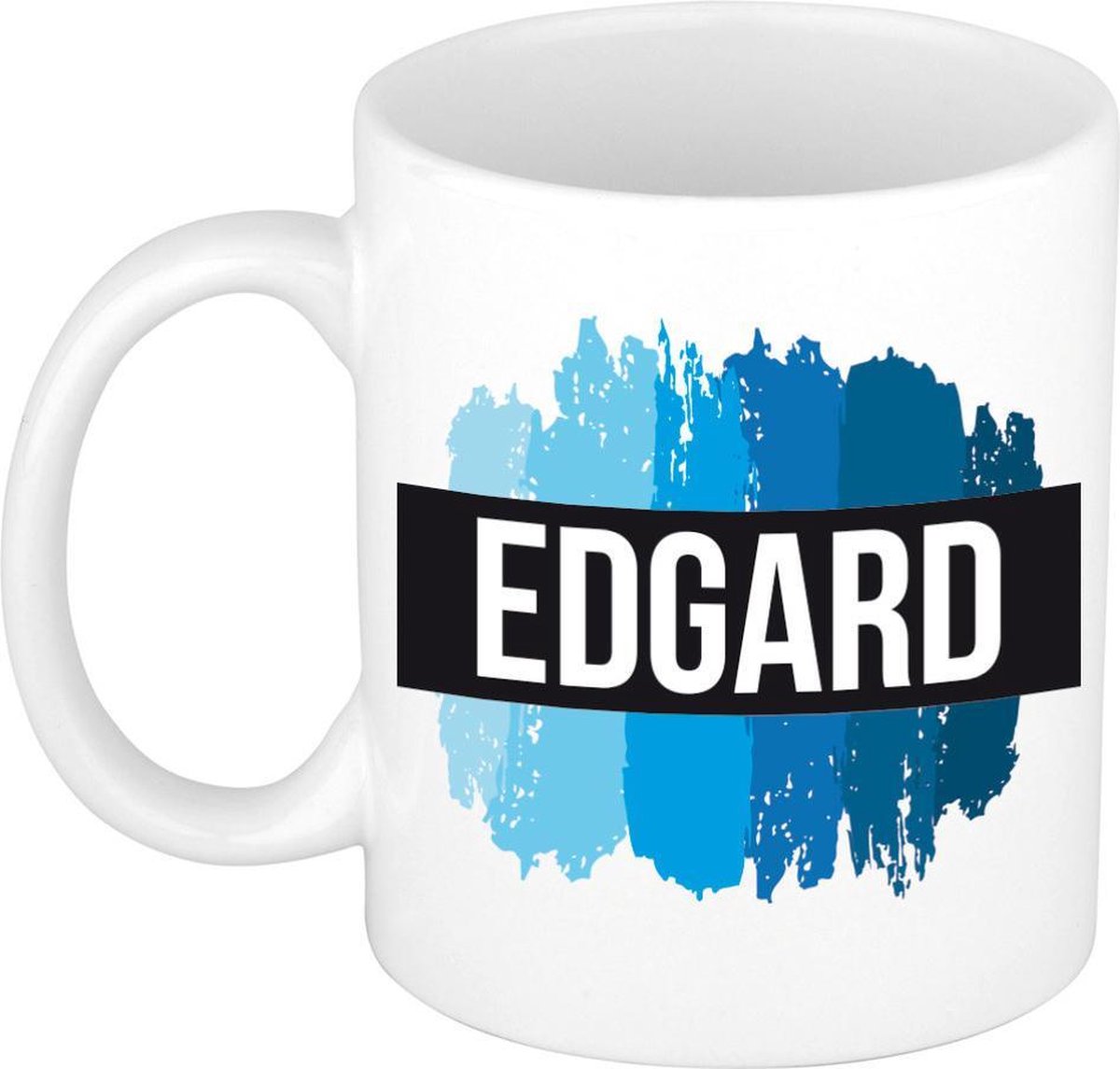Edgard naam cadeau mok / beker met  verfstrepen - Cadeau collega/ vaderdag/ verjaardag of als persoonlijke mok werknemers