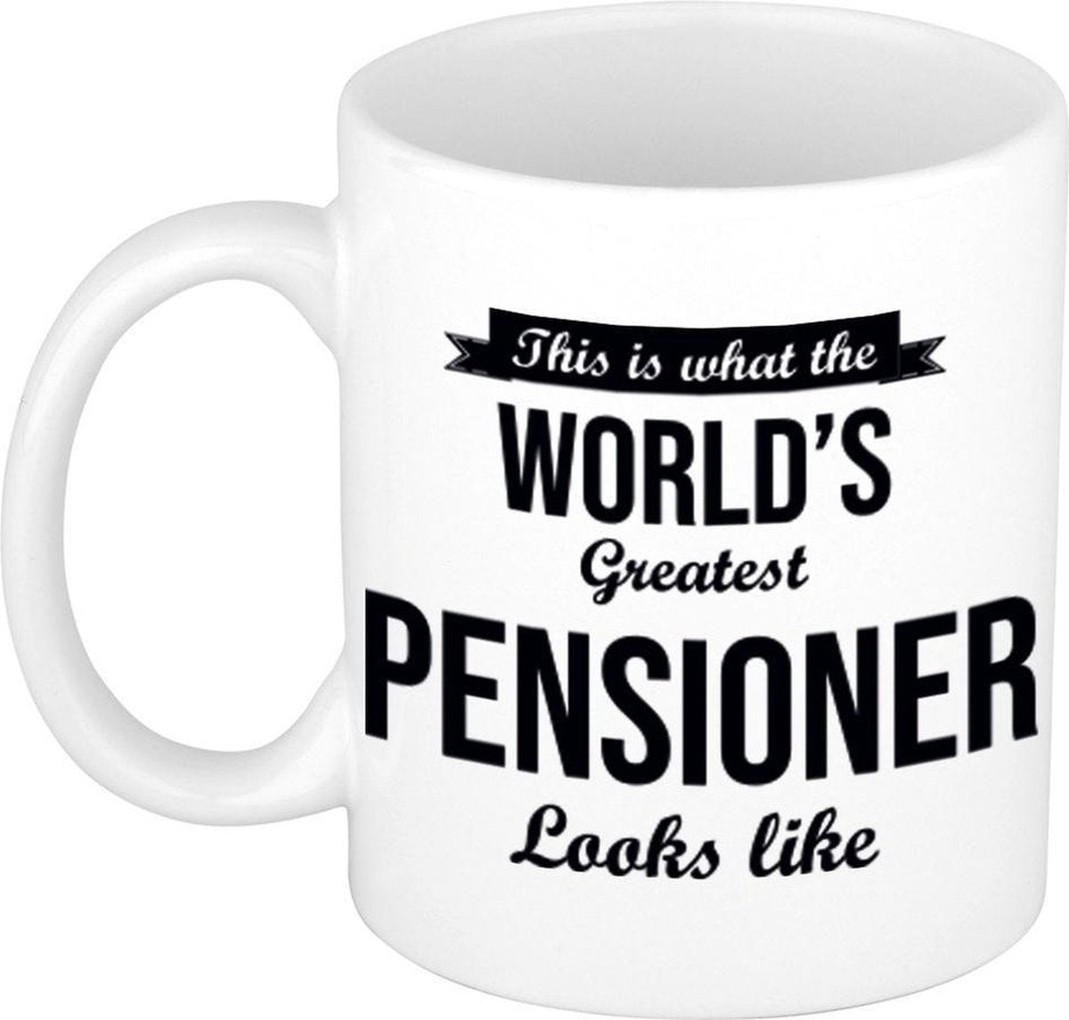 This is how the worlds greatest pensioner looks like mok / beker wit pensioen cadeau collega 300 ml