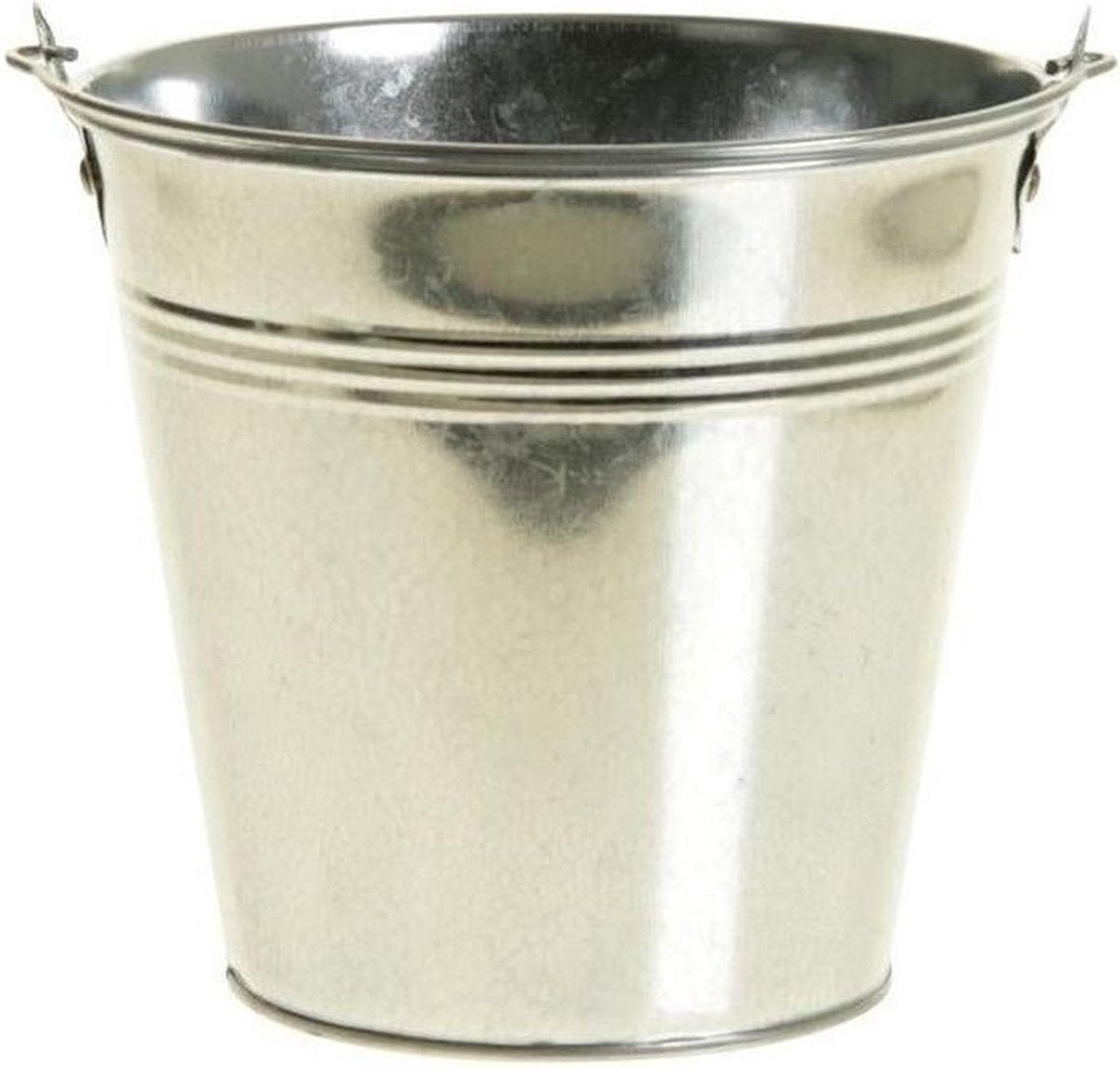 Klein zinken emmertje/bloempotje zilver 9 cm - Zinken emmertjes - Bloememmertje - Decoratie emmer