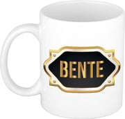 Bente naam cadeau mok / beker met gouden embleem - kado verjaardag/ moeder/ pensioen/ geslaagd/ bedankt
