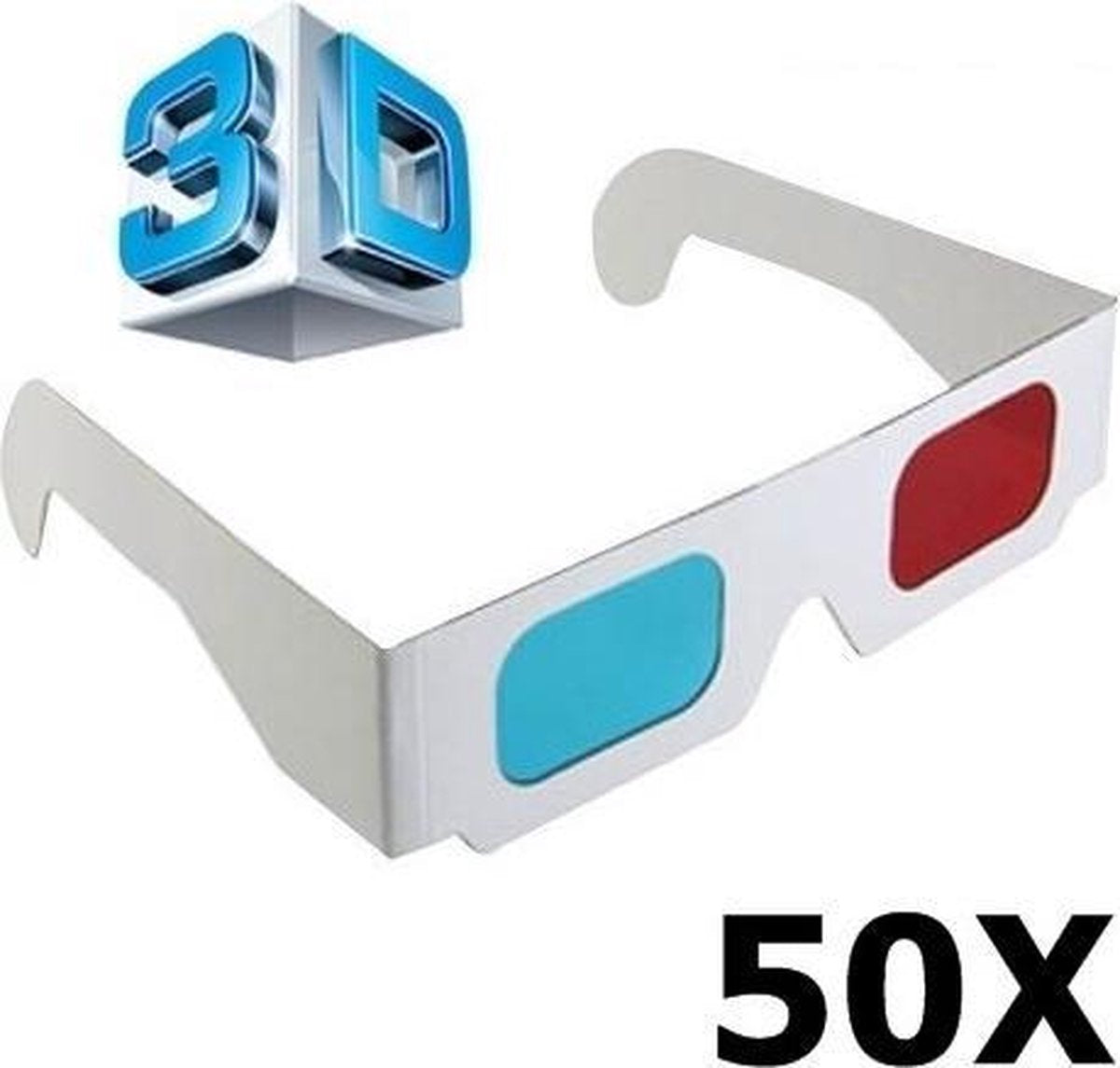 50 Stuks - 3D Red-Cyan Papieren Bril
