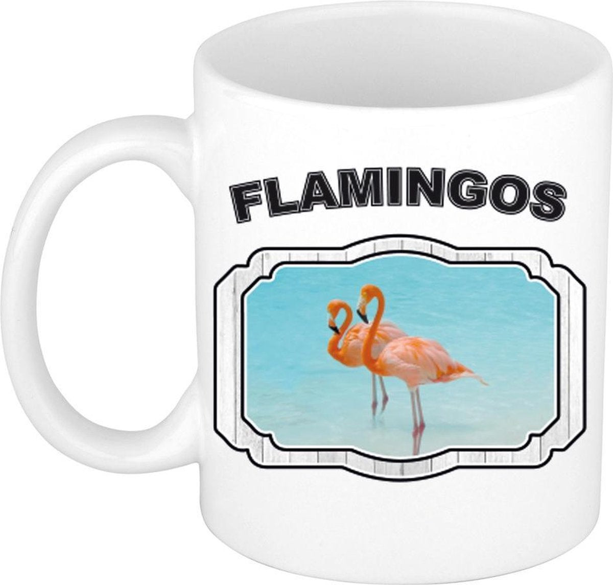 Dieren flamingo beker - flamingos/ flamingo vogels mok wit 300 ml