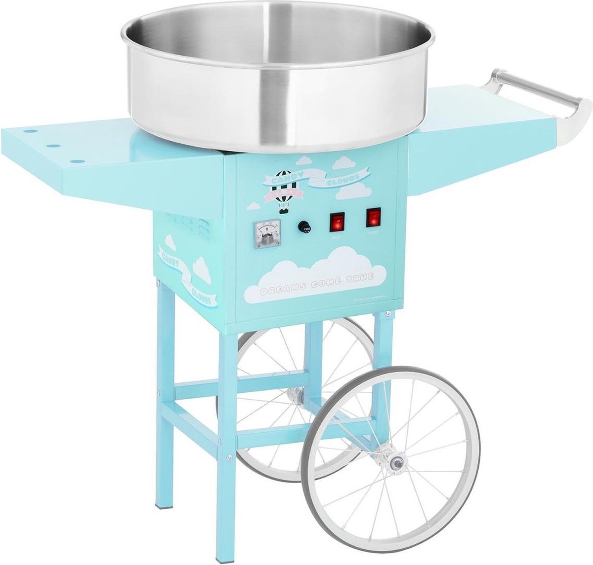 Royal Catering Suikerspinmachine met wagen - 52 cm - 1.200 W - turkoois