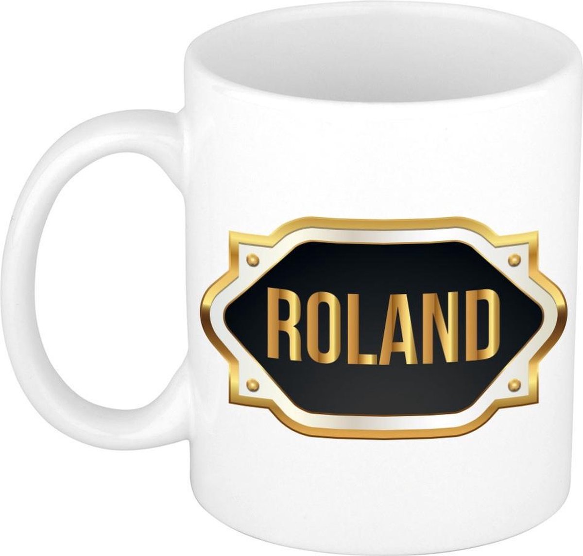 Naam cadeau mok / beker Roland met gouden embleem 300 ml