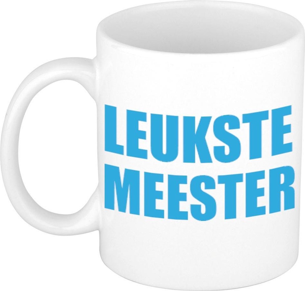 Leukste meester cadeau koffiemok / theebeker blauwe blokletters 300 ml