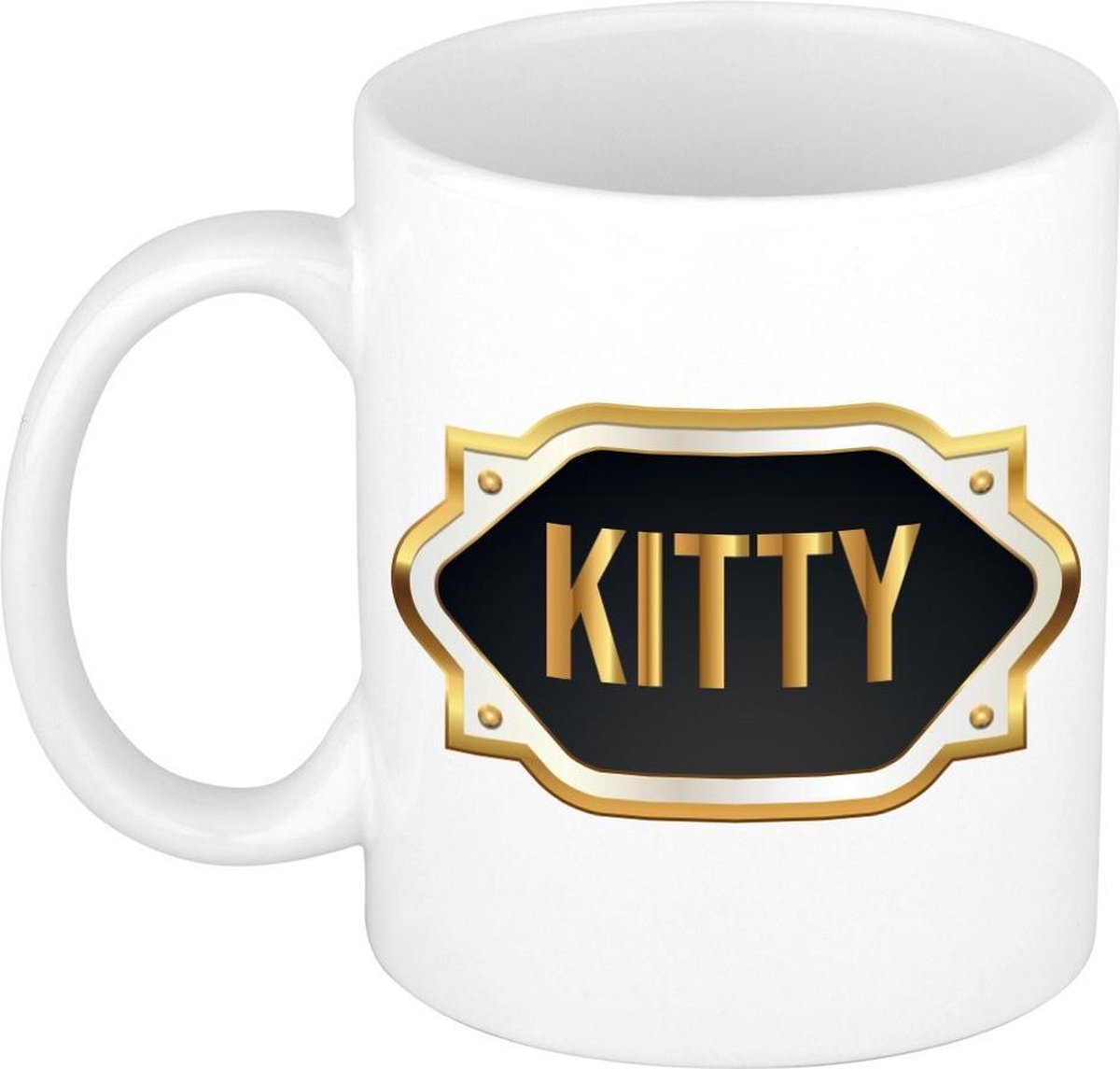 Kitty naam cadeau mok / beker met gouden embleem - kado verjaardag/ moeder/ pensioen/ geslaagd/ bedankt