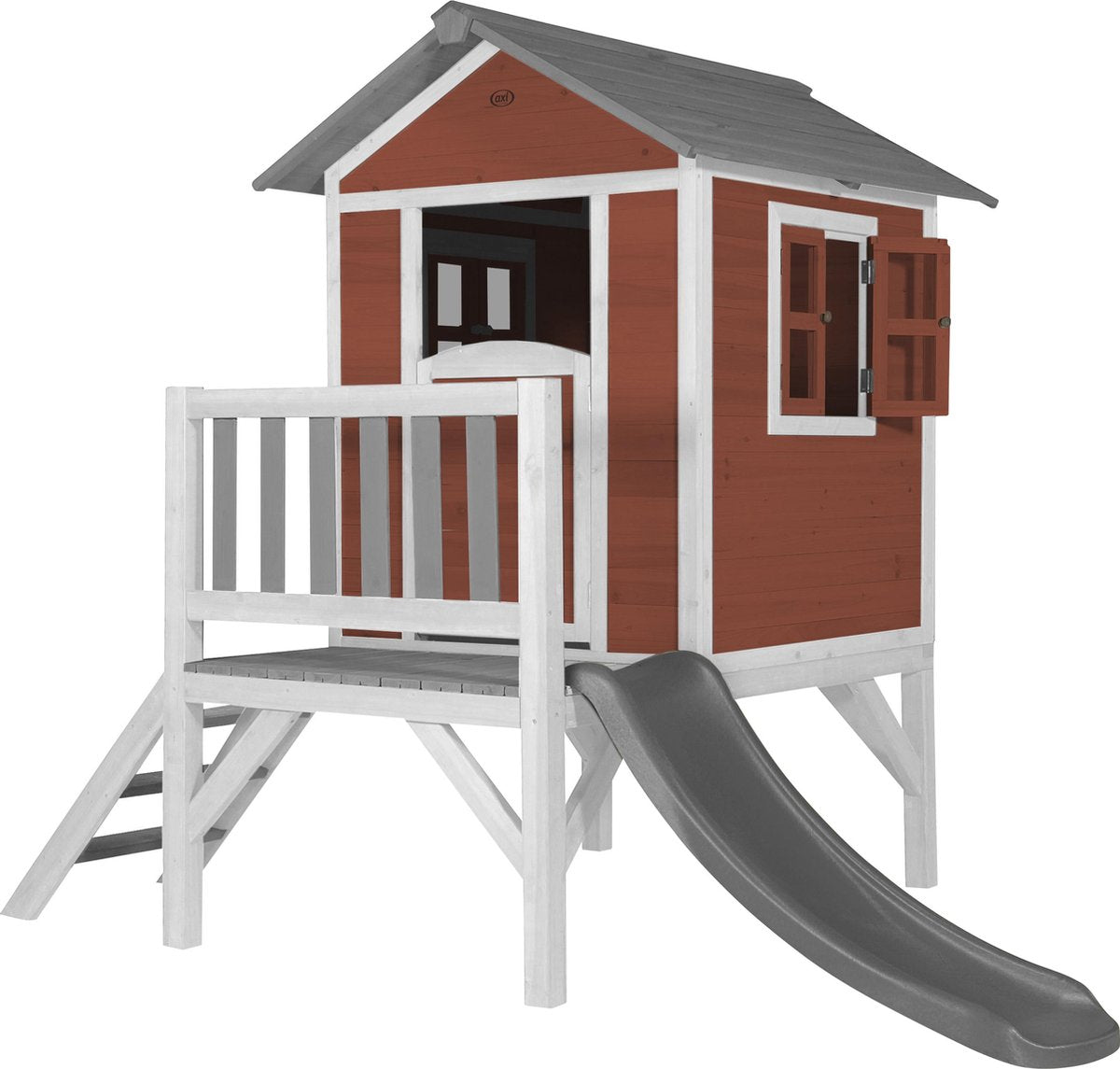 AXI Beach Lodge XL Speelhuis Scandinavisch rood - Grijze Glijbaan