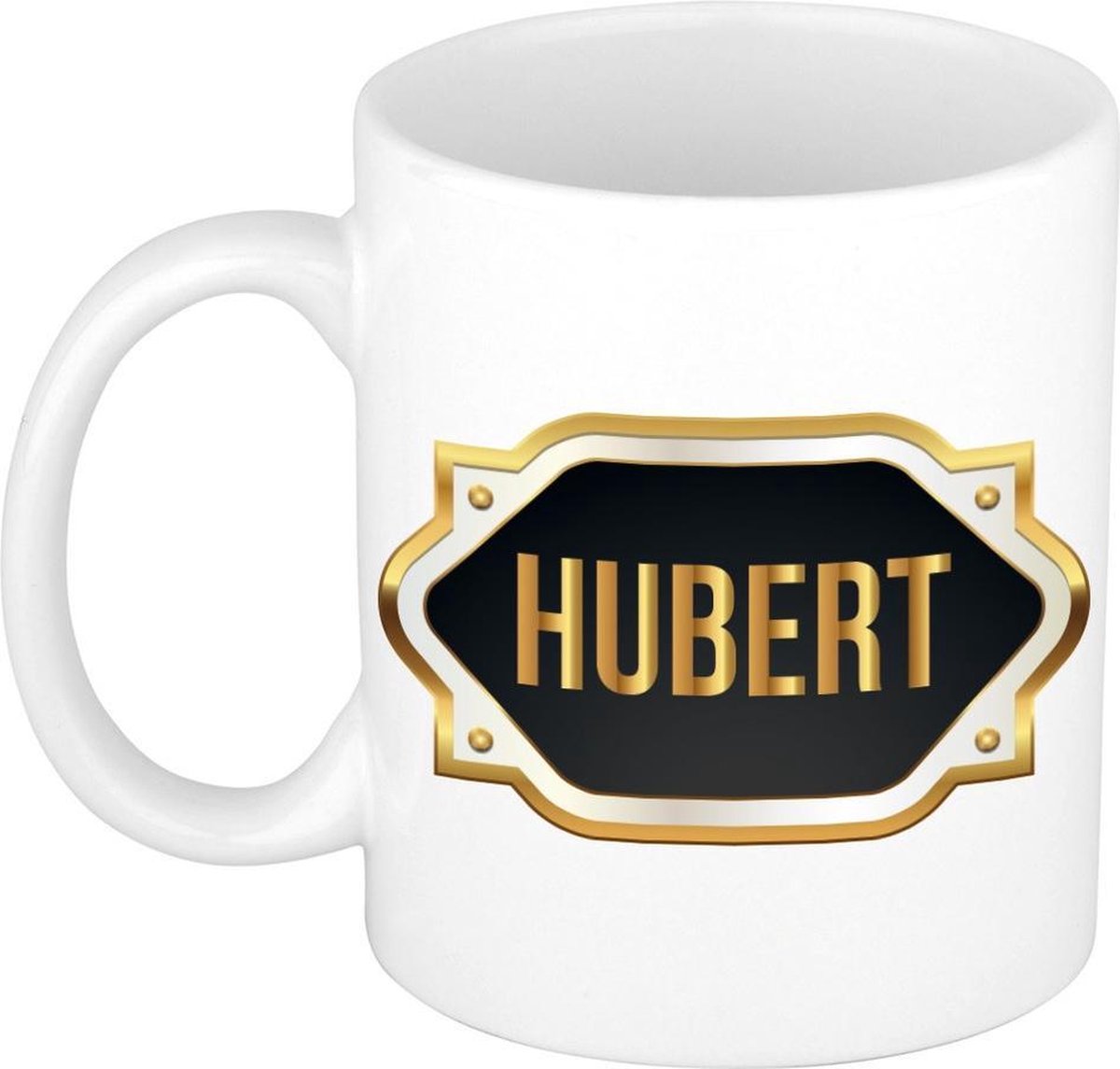 Naam cadeau mok / beker Hubert met gouden embleem 300 ml