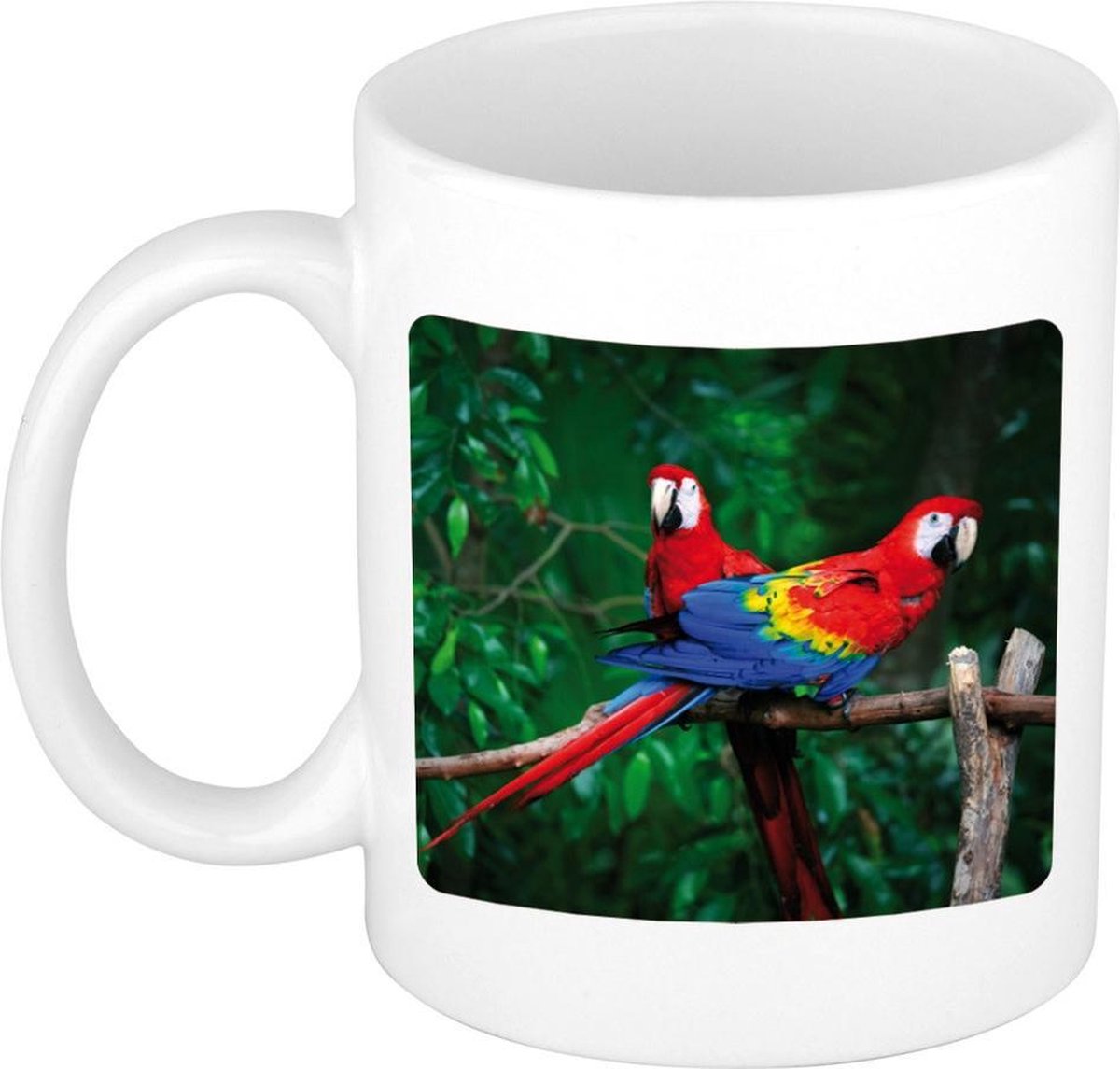 Dieren foto mok papegaai - papegaaien beker wit 300 ml