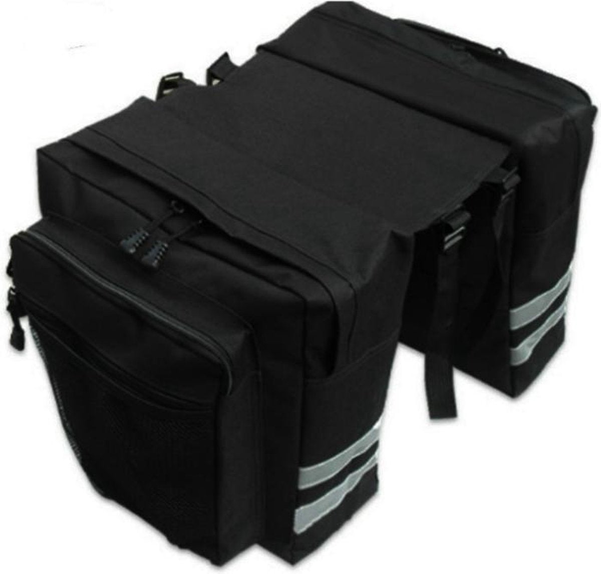 BIKEMOTION Fietstas Dubbel - 35 liter - Zwart - Reflectie - Dubbele tas Bagagedrager - Waterdicht