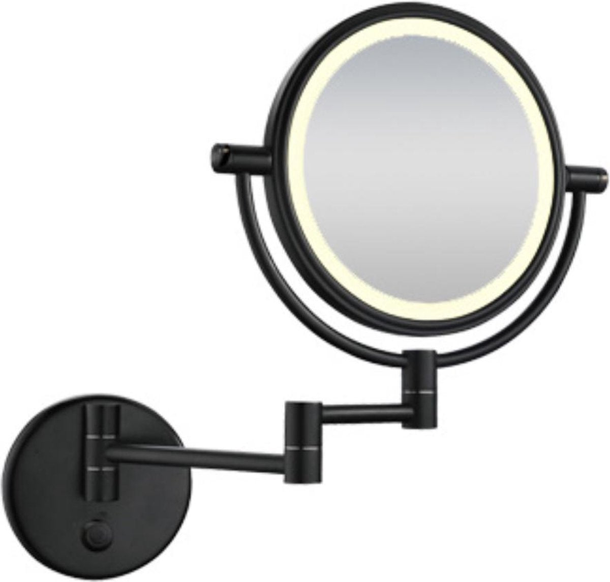 Wiesbaden Home Scheerspiegel met Led Verlichting - 20 cm. - Mat Zwart