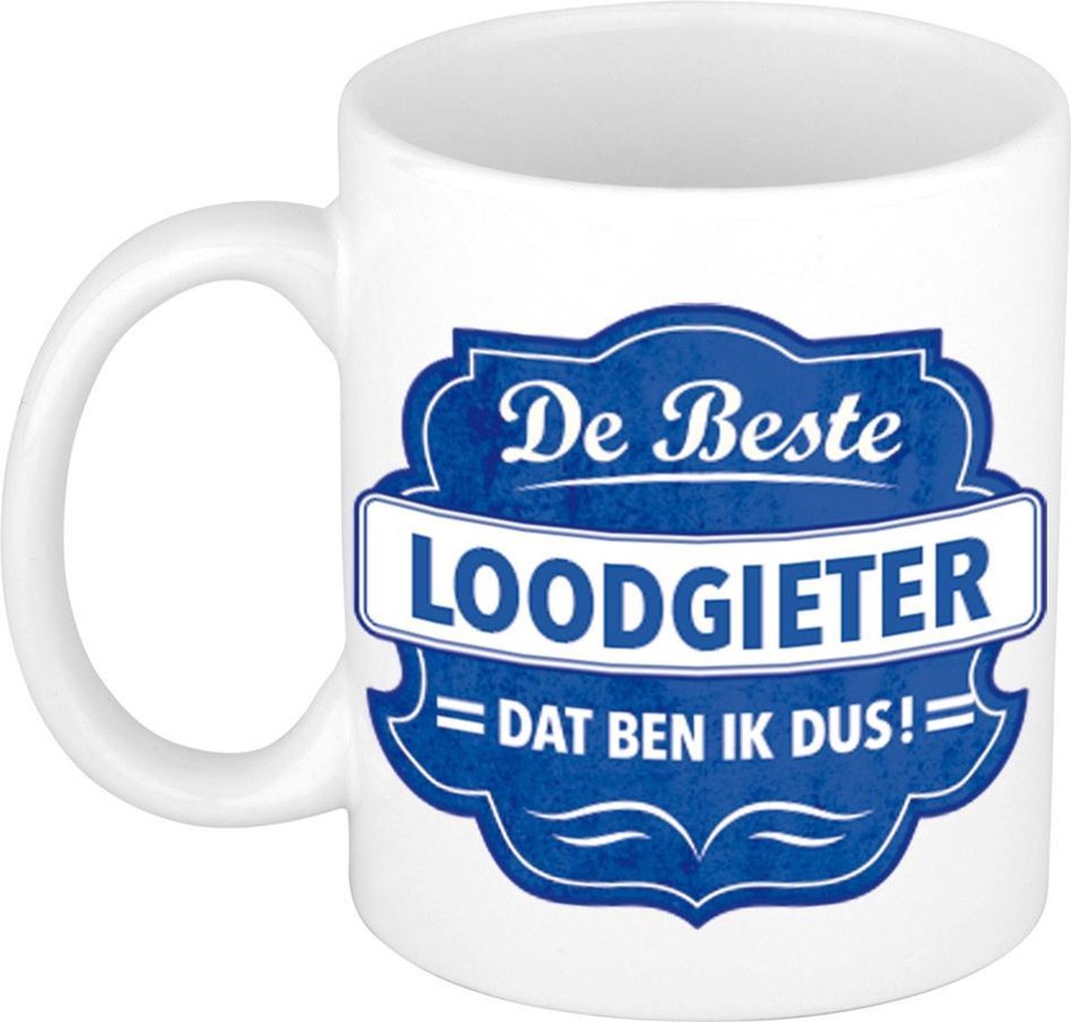 De beste loodgieter dat ben ik cadeau mok / beker wit met blauw embleem 300 ml