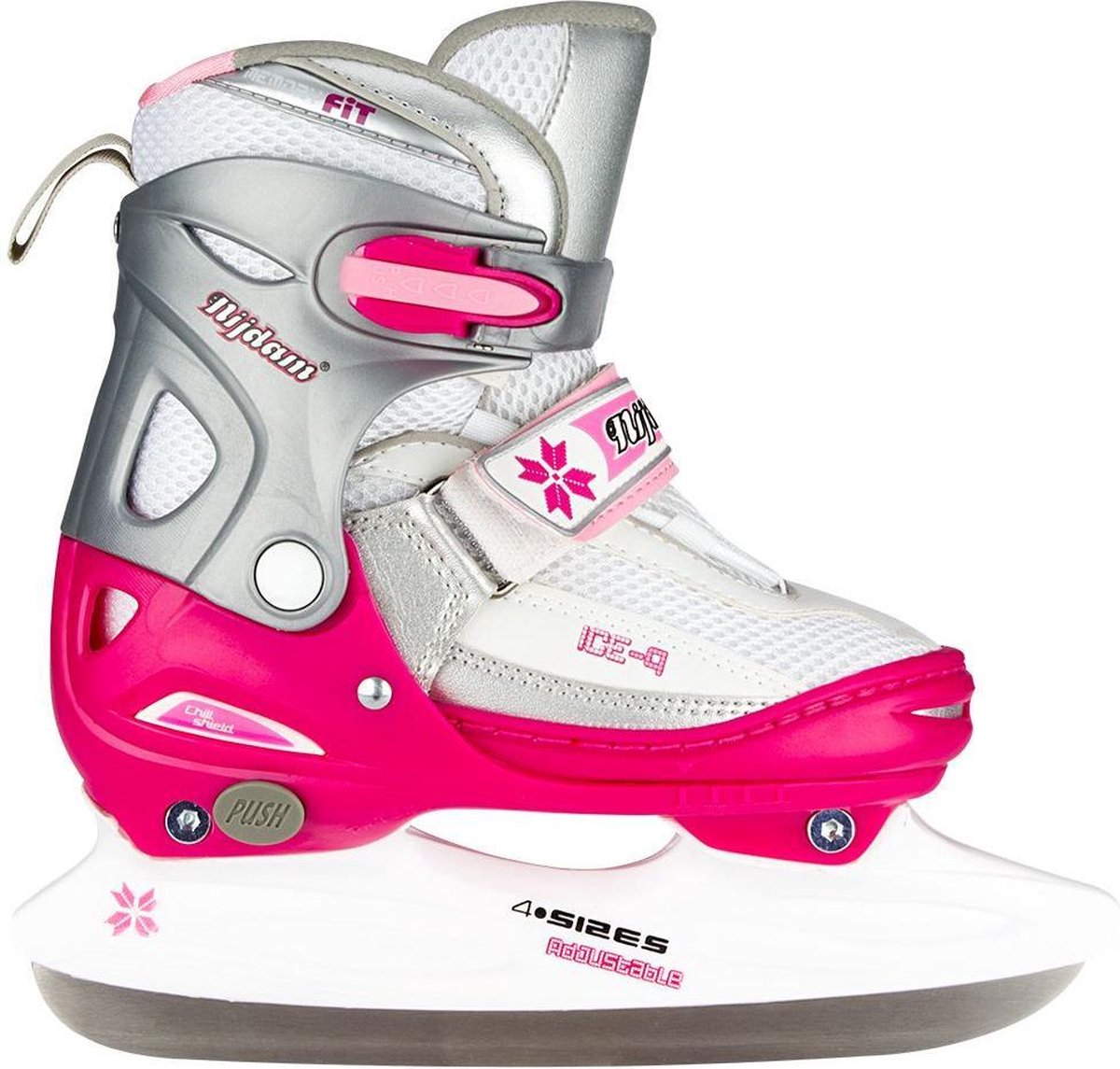 Nijdam Kunstschaats Meisjes Verstelbaar - Semi-Softboot - Fuchsia/Wit/Zilver - Maat 34-37