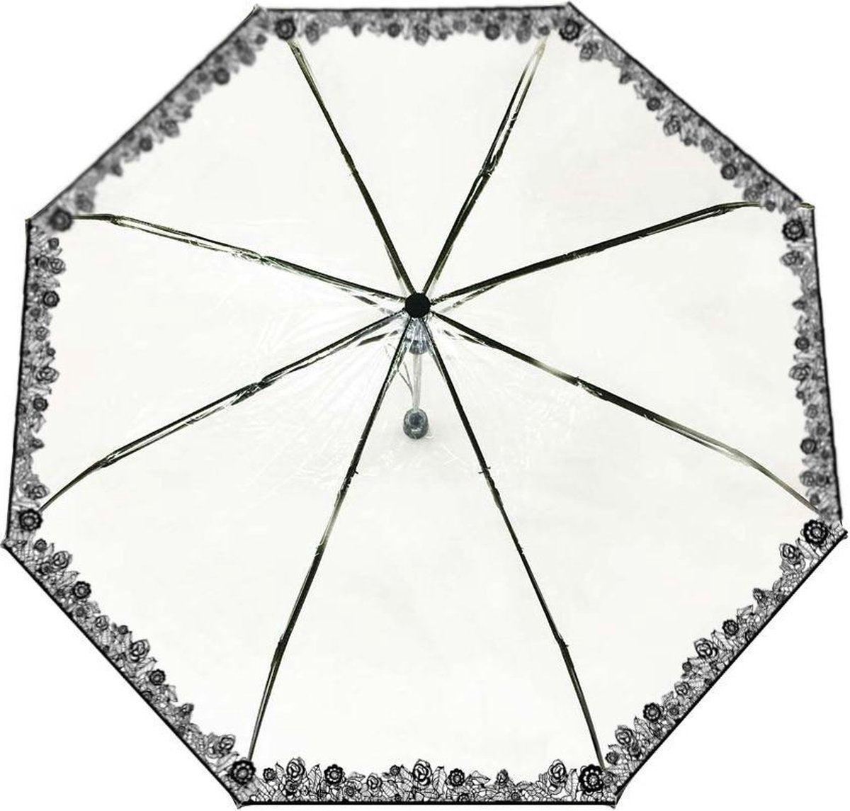 Smati Dentelle  Opvouwbare Paraplu - Compact Transparent - Auto Open - ø 100 cm - Dentelle   Zwart