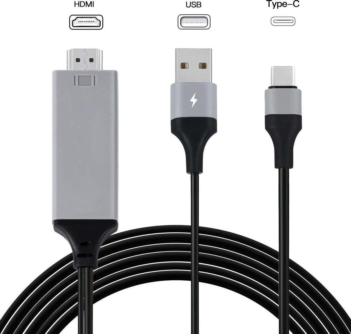 Type c naar HDMI + USB charger cable + 1.8m+ABS Cable+4K@60HZ