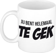 Jij bent helemaal te gek mok / beker wit cadeau collega 300 ml