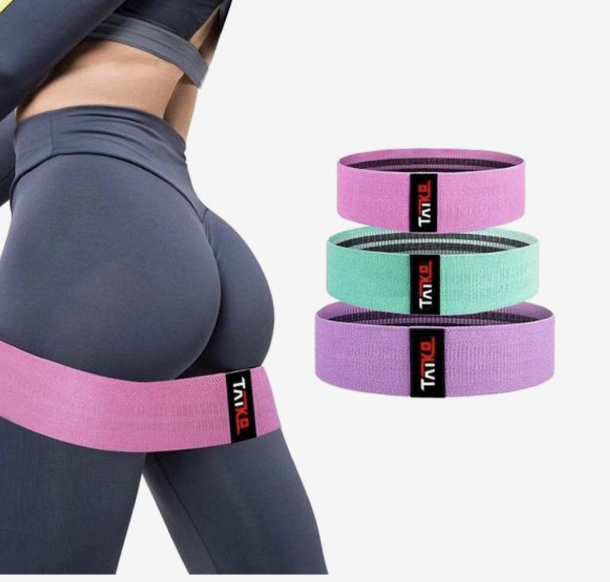 Weerstandsbanden Fitness Booty Band Resistance Band Sport - Full Body Gym Elastieken - Set van 3 - Thuis Sporten - TAIKO®