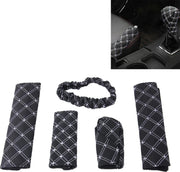 5 STKS Auto Handrem Cover Pookknop Pook Stick Kussen Sets Achteruitkijkspiegel Sets Cover Auto Accessoire Interieur Decoratie Pad (Wit)