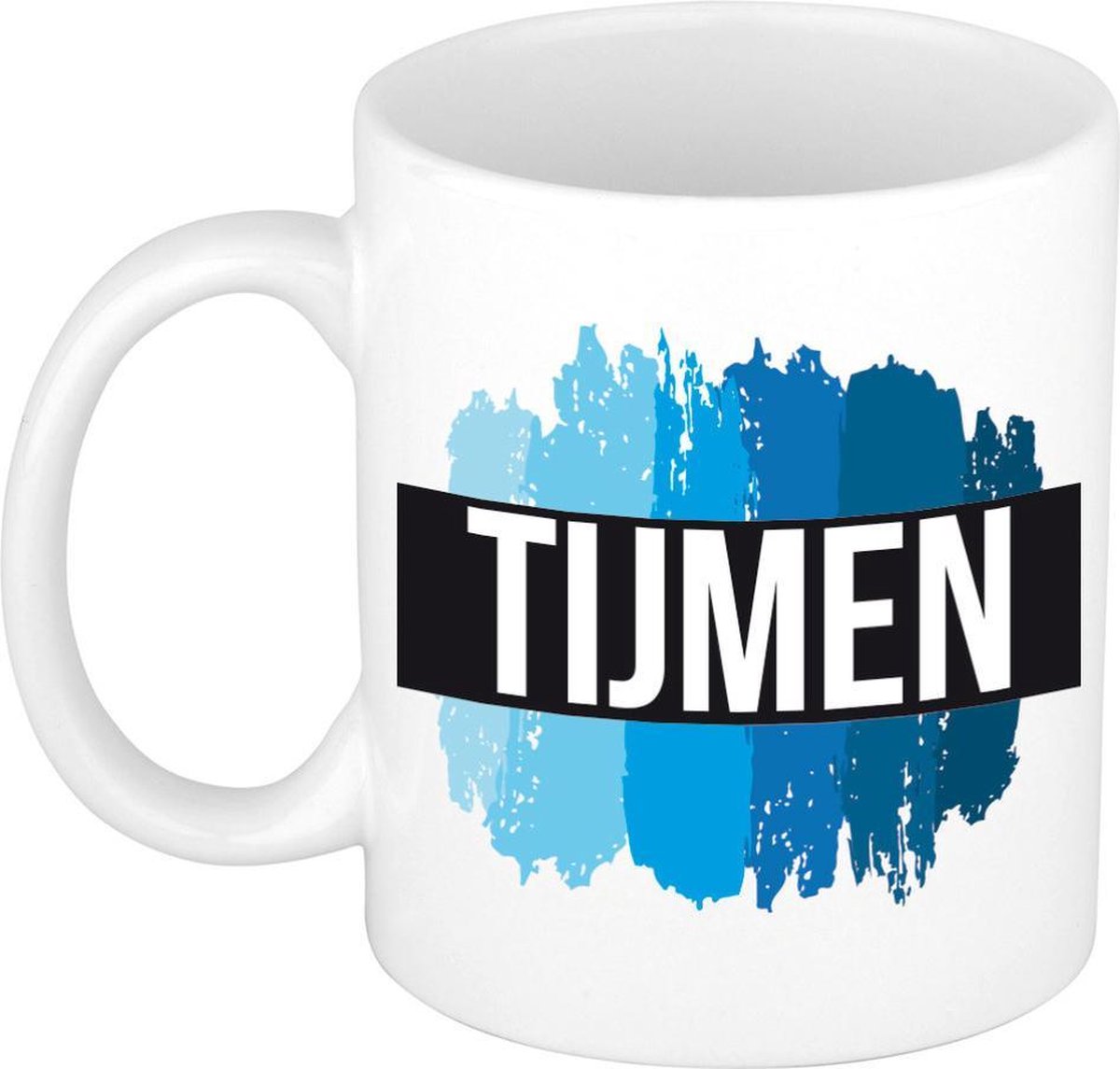 Tijmen naam cadeau mok / beker met  verfstrepen - Cadeau collega/ vaderdag/ verjaardag of als persoonlijke mok werknemers