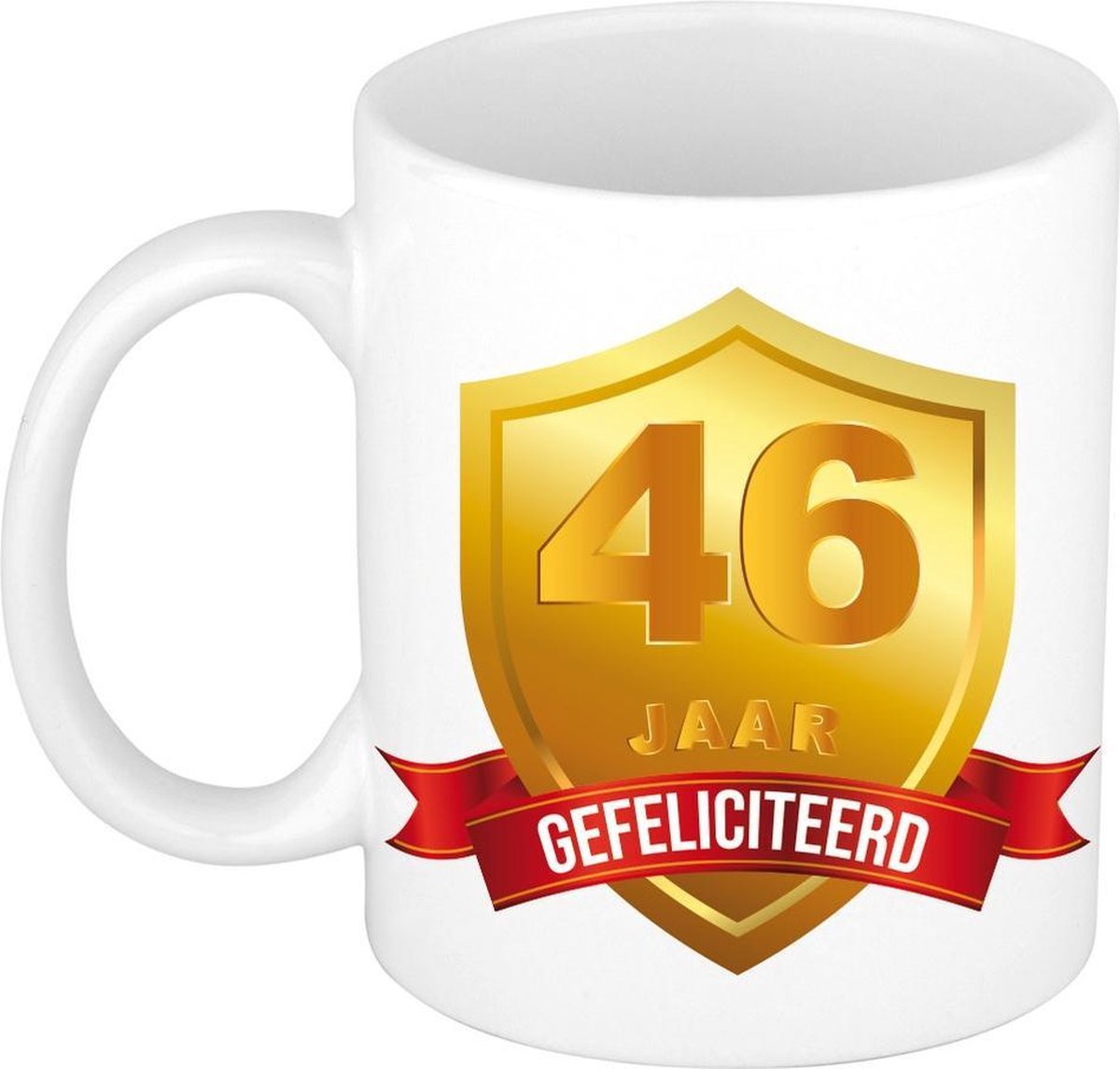 Gouden wapen 46 jaar mok / beker - verjaardag/ jubileum