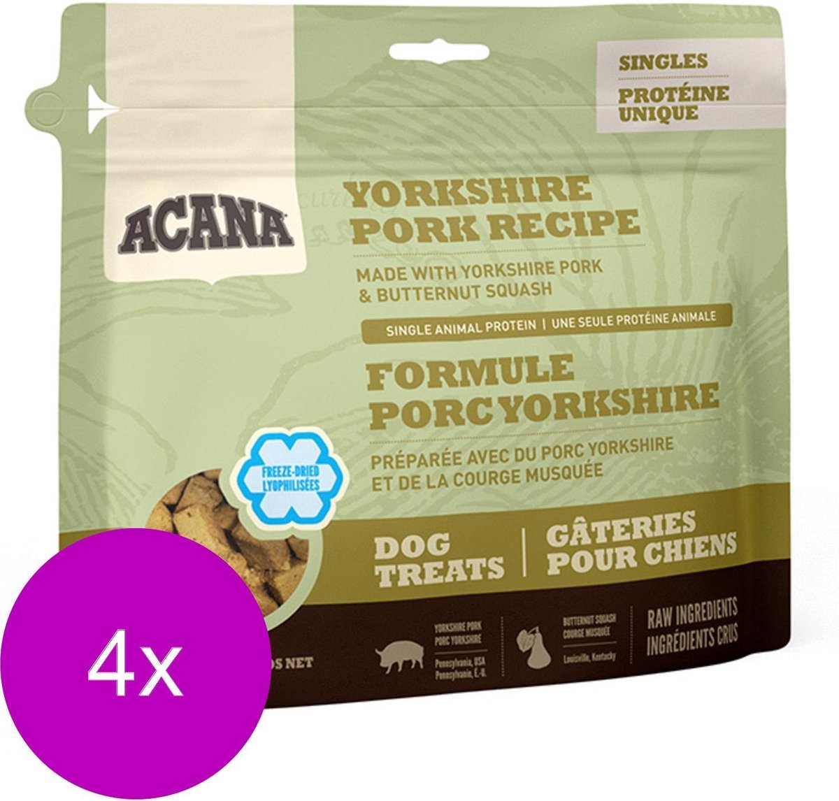 Acana Singles Freeze Dried Treats Dog - Hondensnacks - 4 x Varken 35 g