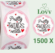 3 Rollen Stickers-Pretty Things Inside- Sluitstickers-3 x 500 stuks Stickers op rol