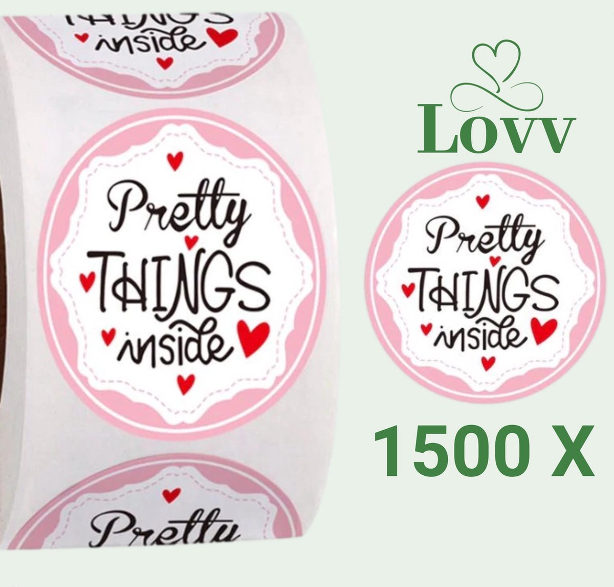 3 Rollen Stickers-Pretty Things Inside- Sluitstickers-3 x 500 stuks Stickers op rol