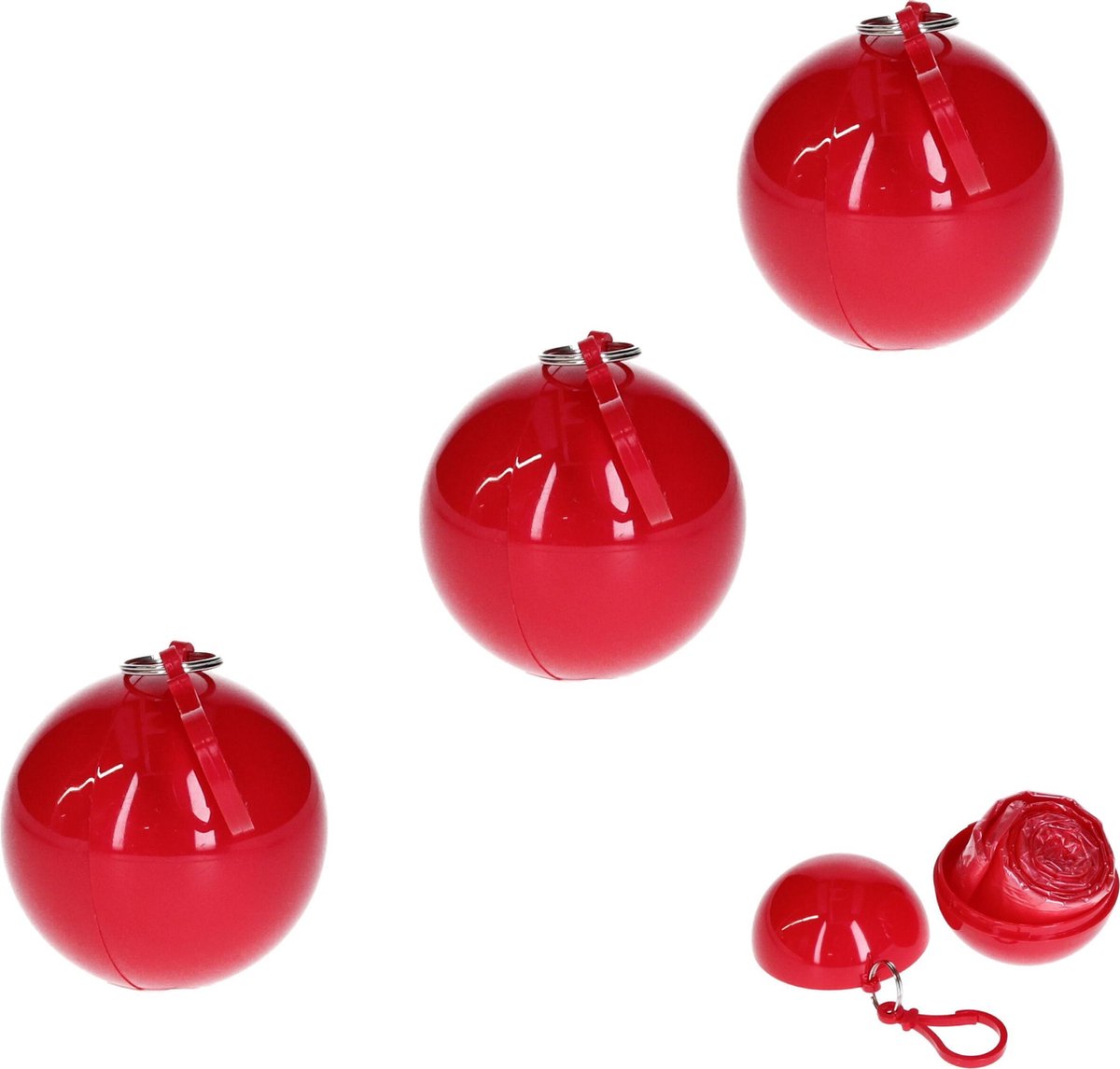 Regenponcho in Bal met Haak Set 3 stuks Rood