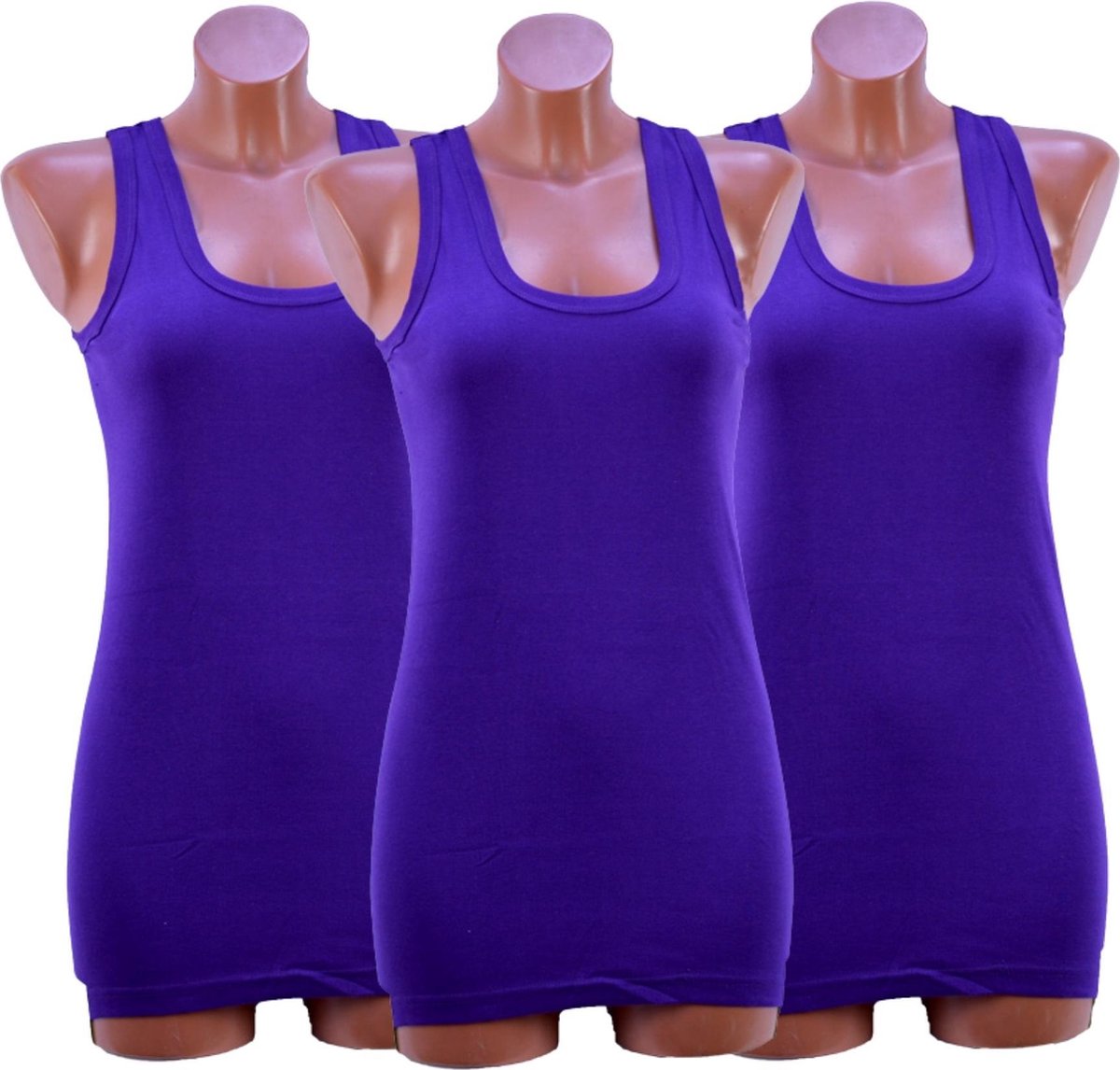 3 Pack dames hemd - 100% katoen - Paars - Maat M