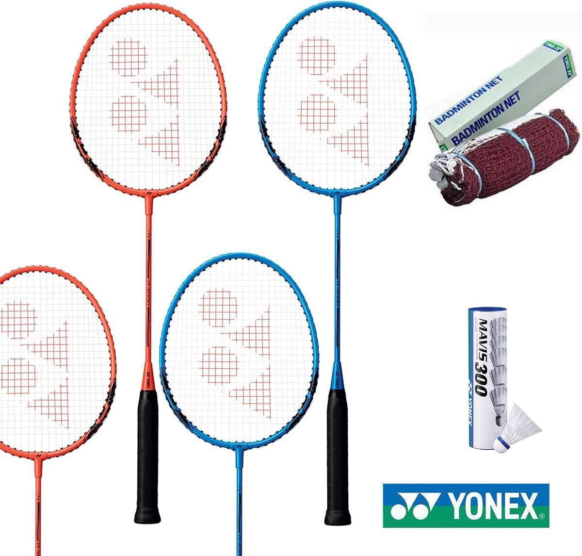 Yonex B-4000 familiepakket | 4 B-4000 badmintonrackets | Yonex badmintonnet |6 Mavis 300 wit medium