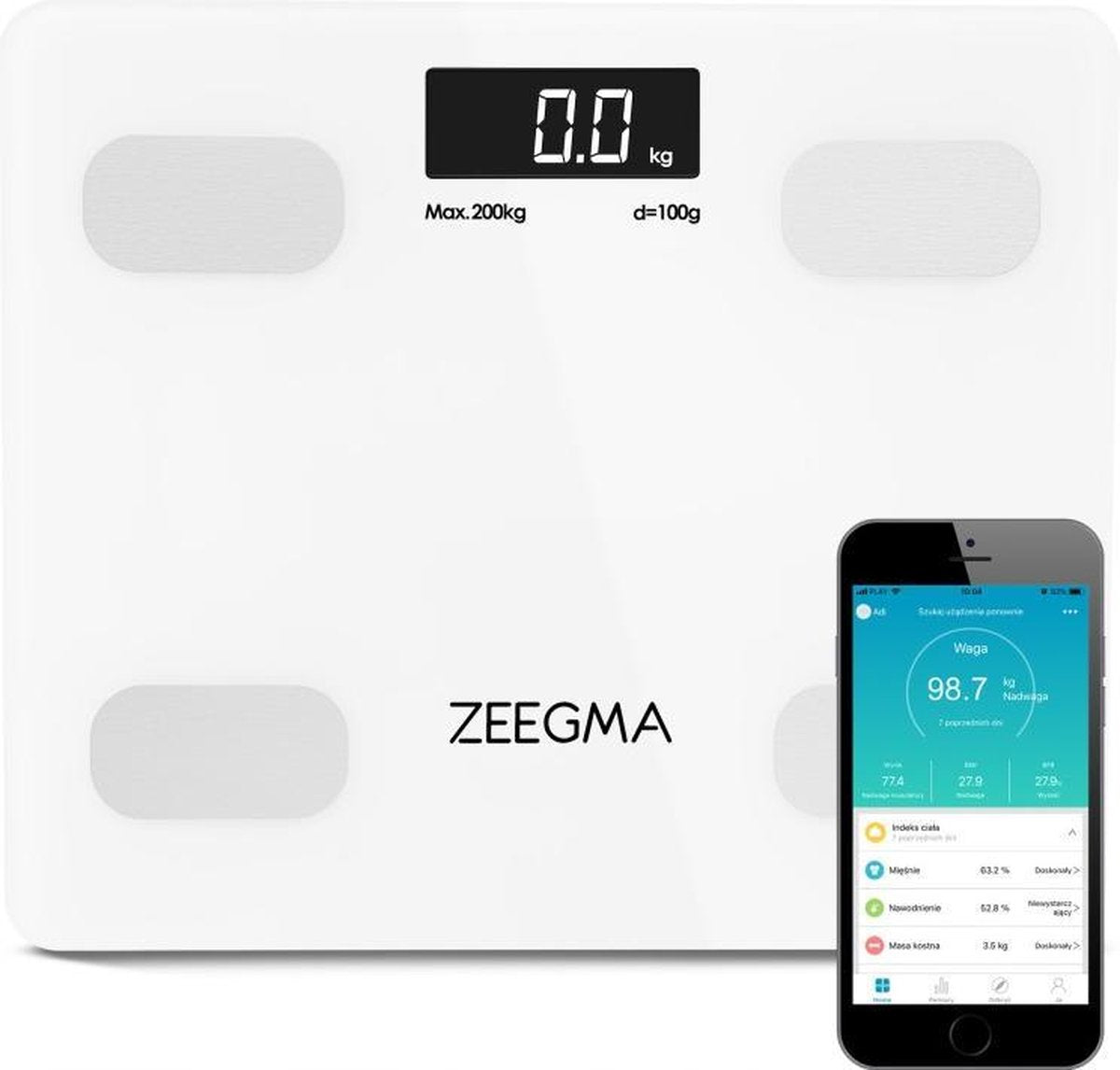 Zeegma - Digitale weegschaal - tot 200KG - Wit