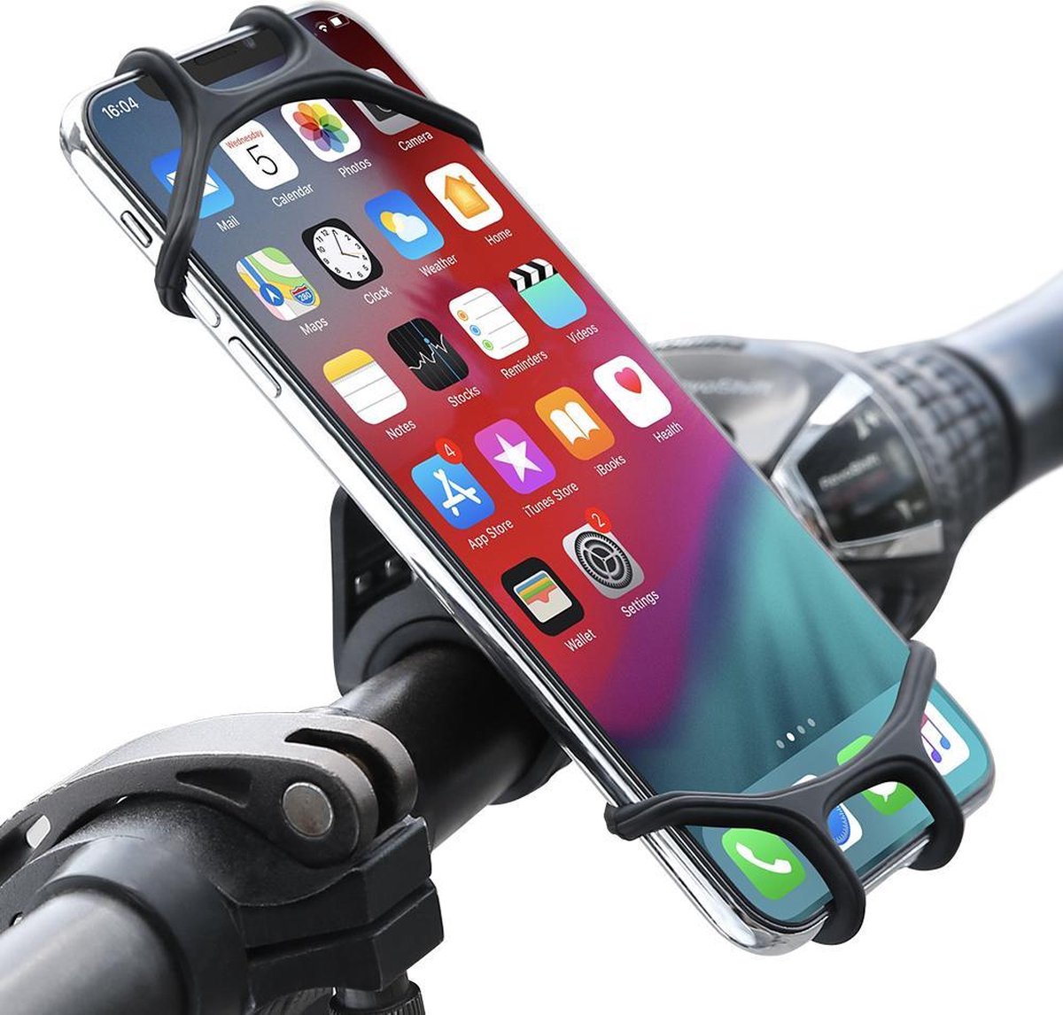 Fiets telefoonhouder | Universeel | 4 tot 6.5 inch | 360 graden draaibaar | Rekbaar | Makkelijk te bevestigen