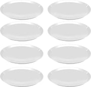 8x Witte kunststof borden - 34 cm - Dinerbord - Barbecuebord - Camping bord