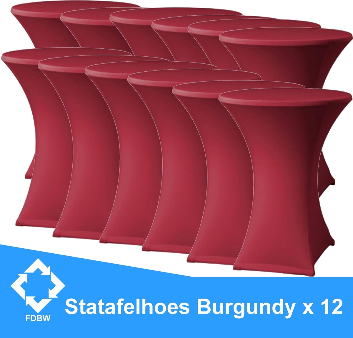 Statafelrok Luxe Burgundy x 12 - Statafel Tafelrok - Statafelhoes - Stretch –  ∅80 x 110 cm – geschikt voor Horeca Evenementen | Sta Tafel Hoes | Statafel | Staantafelhoes | Cocktailparty | Trouwerij | Sta-tafel rok – 12 stuks - SET VAN 12