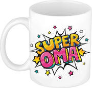 Super oma cadeau mok / beker wit met sterren 300 ml