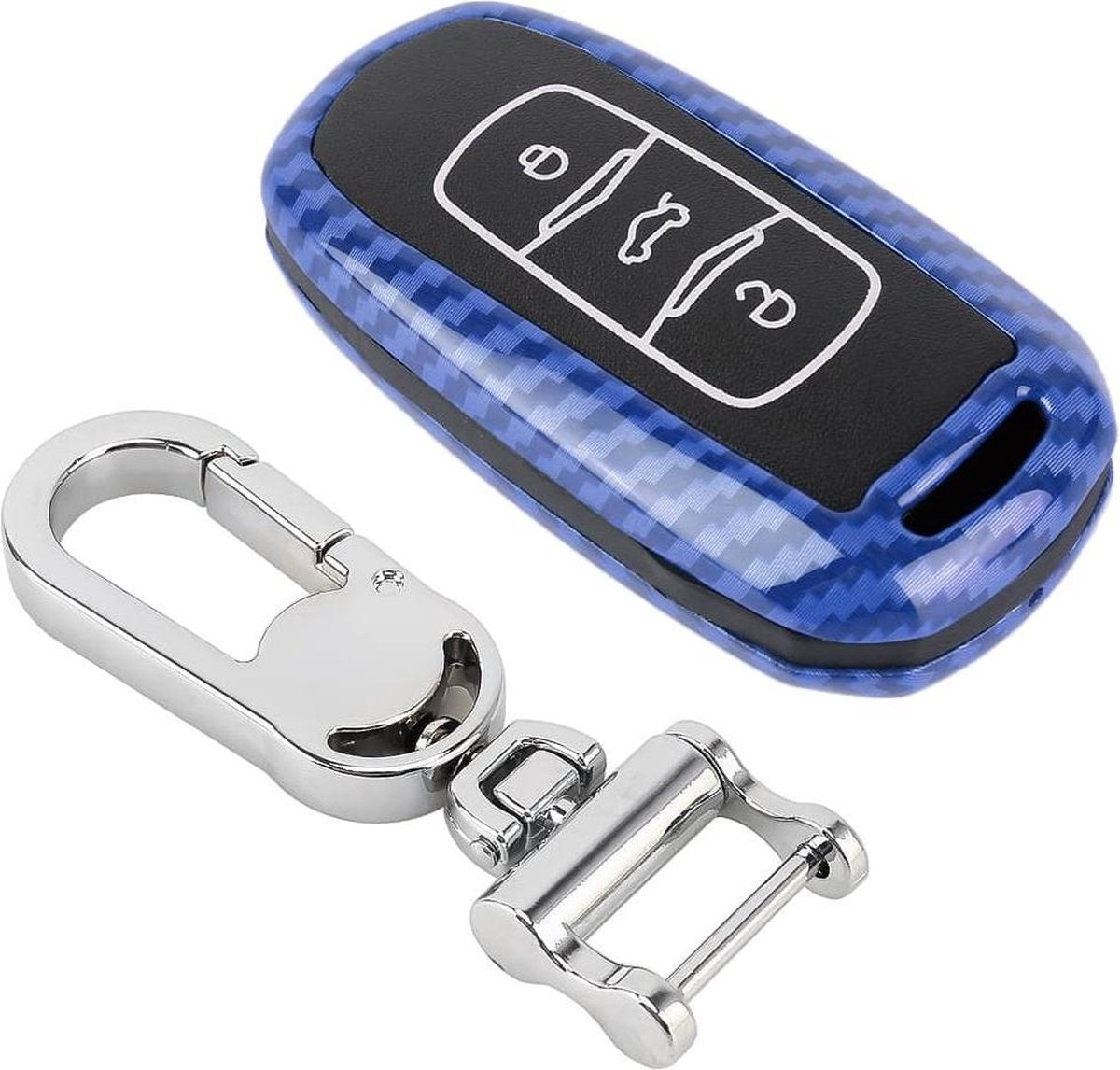 Koolstofvezel textuur autosleutel beschermhoes voor Geely Emgrand (blauw)